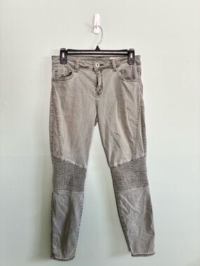 Pistola Womens Audrey Moto Skinny Jeans Ribbed Knee Grey Sage Mid Rise Size 28